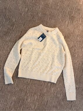 Universal Thread Cream Pointelle Crewneck Sweater